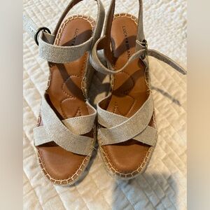 Lucky Brand Tan Espadrille Shoes with Crisscross Straps